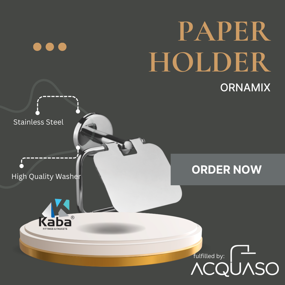 KABA ORNAMIX Paper Holder – Wall Mounted Metal Tissue Roll Dispenser | Eco-Friendly Bathroom & Kitchen Toilet Paper Holder | Custom Color Finish | Sleek Modern Design