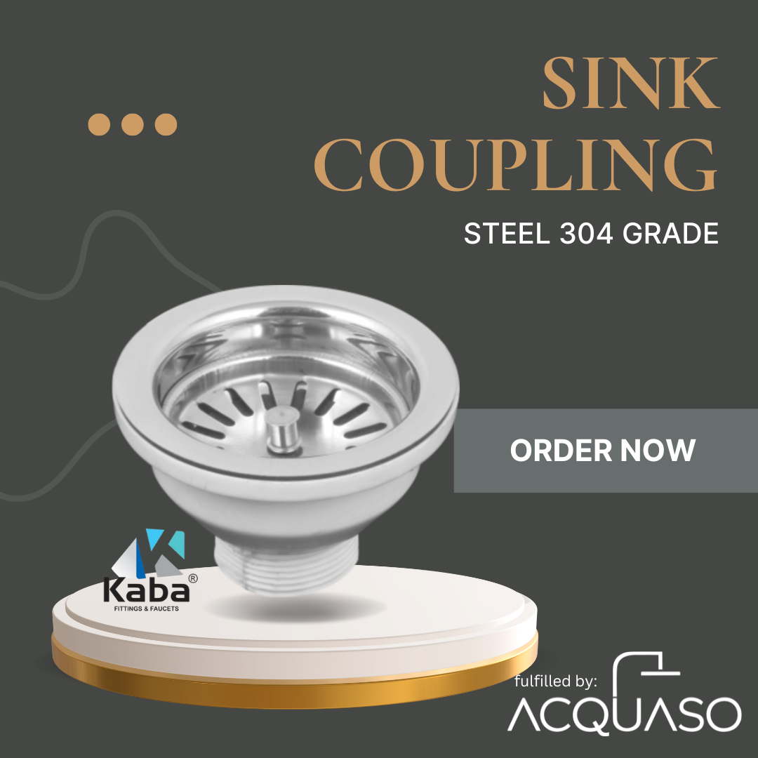 KABA LIBRA PVC Sink Coupling – 4.5-Inch Stainless Steel Drain Outlet with Chrome Finish | Leak-Proof & Rust-Free | For Kitchen Sink & Utility Sinks | Universal Fit