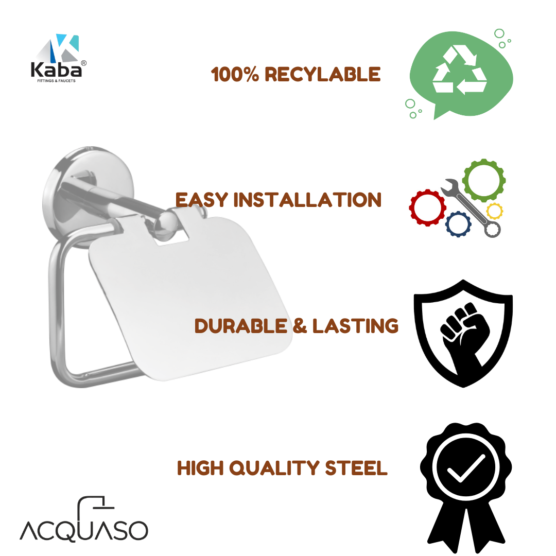 KABA ORNAMIX Paper Holder – Wall Mounted Metal Tissue Roll Dispenser | Eco-Friendly Bathroom & Kitchen Toilet Paper Holder | Custom Color Finish | Sleek Modern Design