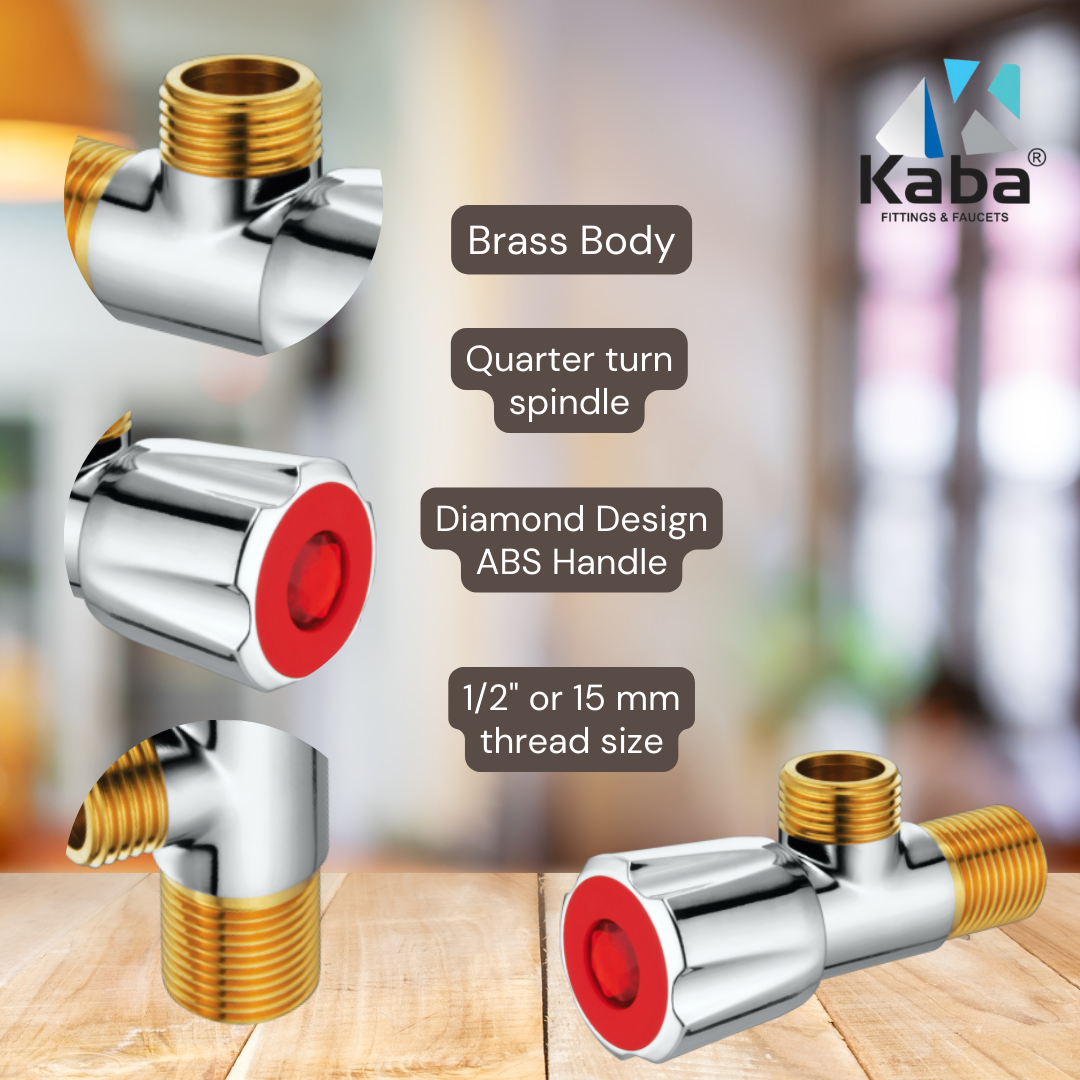 KABA Melon Brass Angle Valve ½ Inch | Chrome Finish | Wall-Mounted Stop Valve for Bathroom & Kitchen