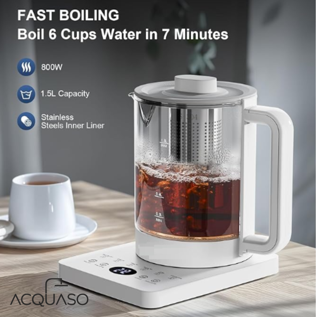 BoilPro Electric Kettle | 1.5L Glass Kettle with Auto Shut-Off & Boil-Dry Protection | 800W Fast Boiling Portable Kettle for Home, Office, Hotel