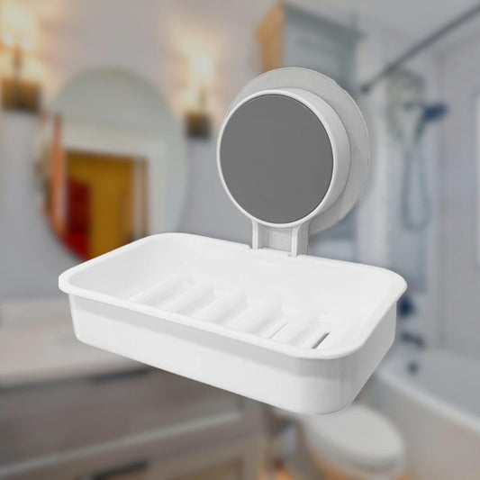 ACQUASO Self-Adhesive Soap Dish | White Plastic Wall-Mounted Holder with Drainage | Compact & Waterproof for Bathroom, Kitchen & Shower | Pack of 2