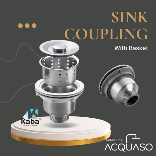 LAURET Stainless Steel 4-Inch Sink Coupling Jali – SS 304 Waste Coupling for Kitchen Sink/Drain Outlet | Marble Finish | Heavy-Duty Drain Strainer Basket | Silver