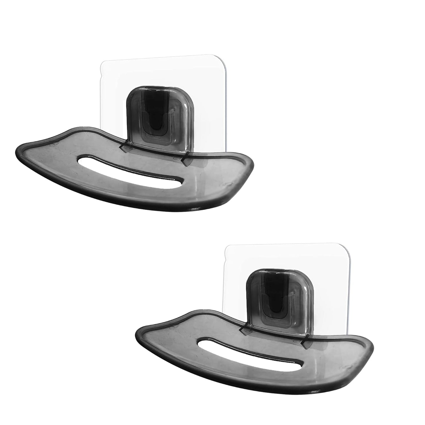 Wall-Mounted Soap Dish | Transparent Plastic Self-Adhesive Holder with Drainage | Waterproof & No-Drill Installation | Bathroom & Kitchen Organizer | Pack of 2
