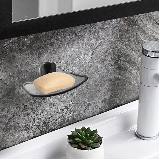 Wall-Mounted Soap Dish | Transparent Plastic Self-Adhesive Holder with Drainage | Waterproof & No-Drill Installation | Bathroom & Kitchen Organizer | Pack of 2