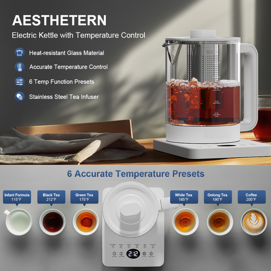 BoilPro Electric Kettle | 1.5L Glass Kettle with Auto Shut-Off & Boil-Dry Protection | 800W Fast Boiling Portable Kettle for Home, Office, Hotel