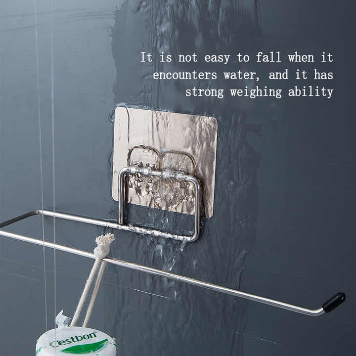 STICKY Stainless Steel Self-Adhesive Towel Ring | Chrome Finish Napkin Holder for Bathroom & Kitchen | No Drill | Rectangular Design | Waterproof & Rustproof