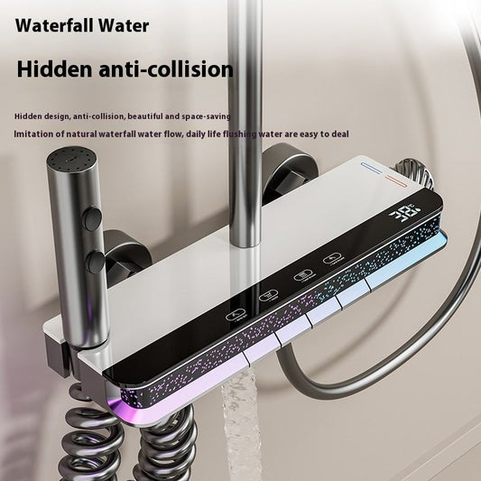 ACQUASO A18 Thermostatic Shower Set | Rectangle Rain Shower | In-Wall Mounted | Brushed Aluminum Alloy | Single Handle Mixer | 4 Spray Modes | Modern Bathroom Fixture