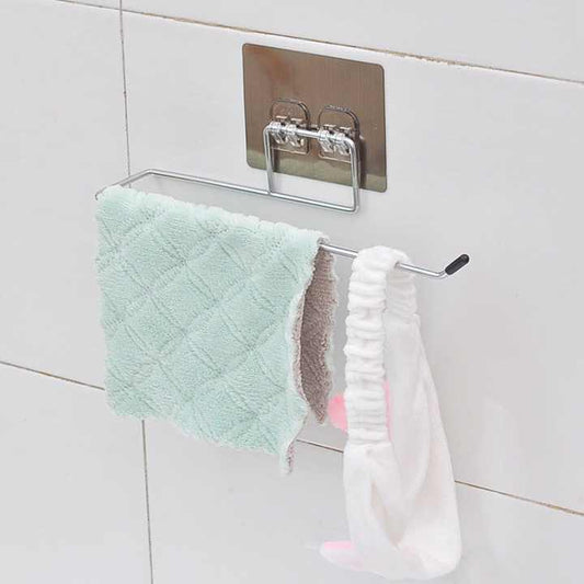 STICKY Stainless Steel Self-Adhesive Towel Ring | Chrome Finish Napkin Holder for Bathroom & Kitchen | No Drill | Rectangular Design | Waterproof & Rustproof