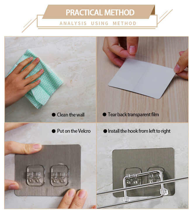 STICKY Stainless Steel Self-Adhesive Towel Ring | Chrome Finish Napkin Holder for Bathroom & Kitchen | No Drill | Rectangular Design | Waterproof & Rustproof