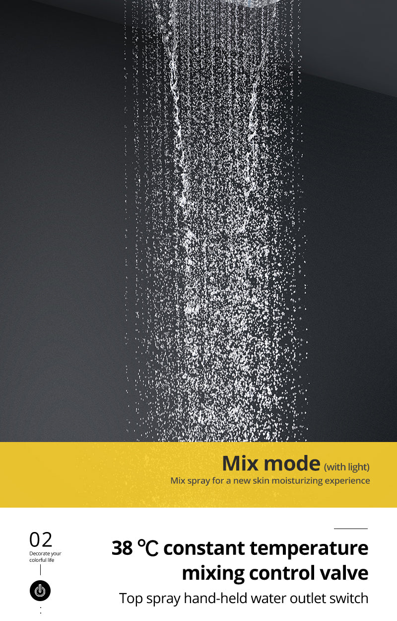 ACQUASO DUDHSAGAR Luxury Thermostatic Shower System LED Shower System – 580x380mm SUS304 Stainless Steel Ceiling-Mounted Shower Panel | Rainfall, Waterfall, Spray, Water Column, Hand Shower