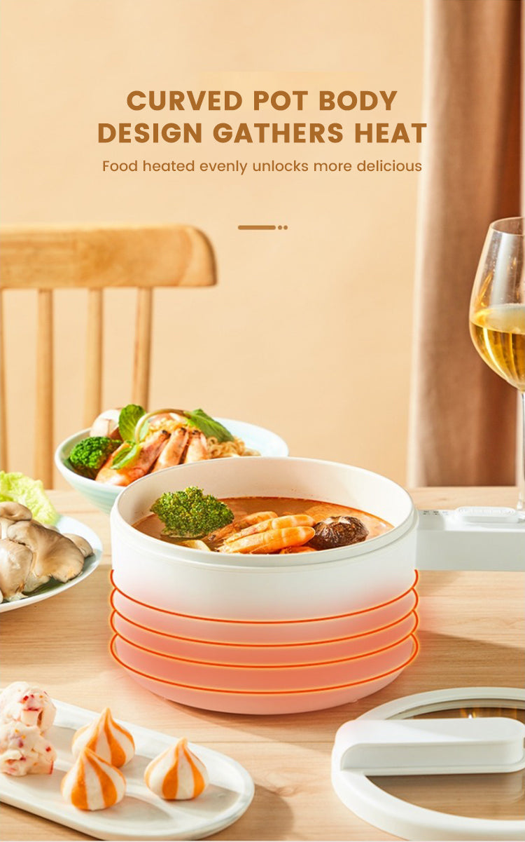 Cura SE Multipurpose Electric Cooker | 1.8L Stainless Steel Pot with Glass Lid | 800W Energy Efficient Skillet for Frying, Boiling & Sautéing | Electric Cooking Kettle