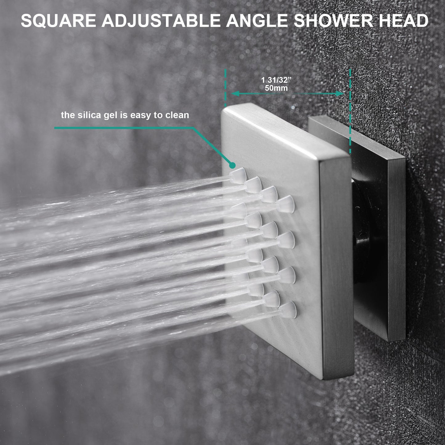 ACQUASO FALLS Luxury Thermostatic Shower System | Wall-Mounted | Brass Body | Nickel Brushed Finish | Rainfall, Massage, Waterfall, Jet Spray