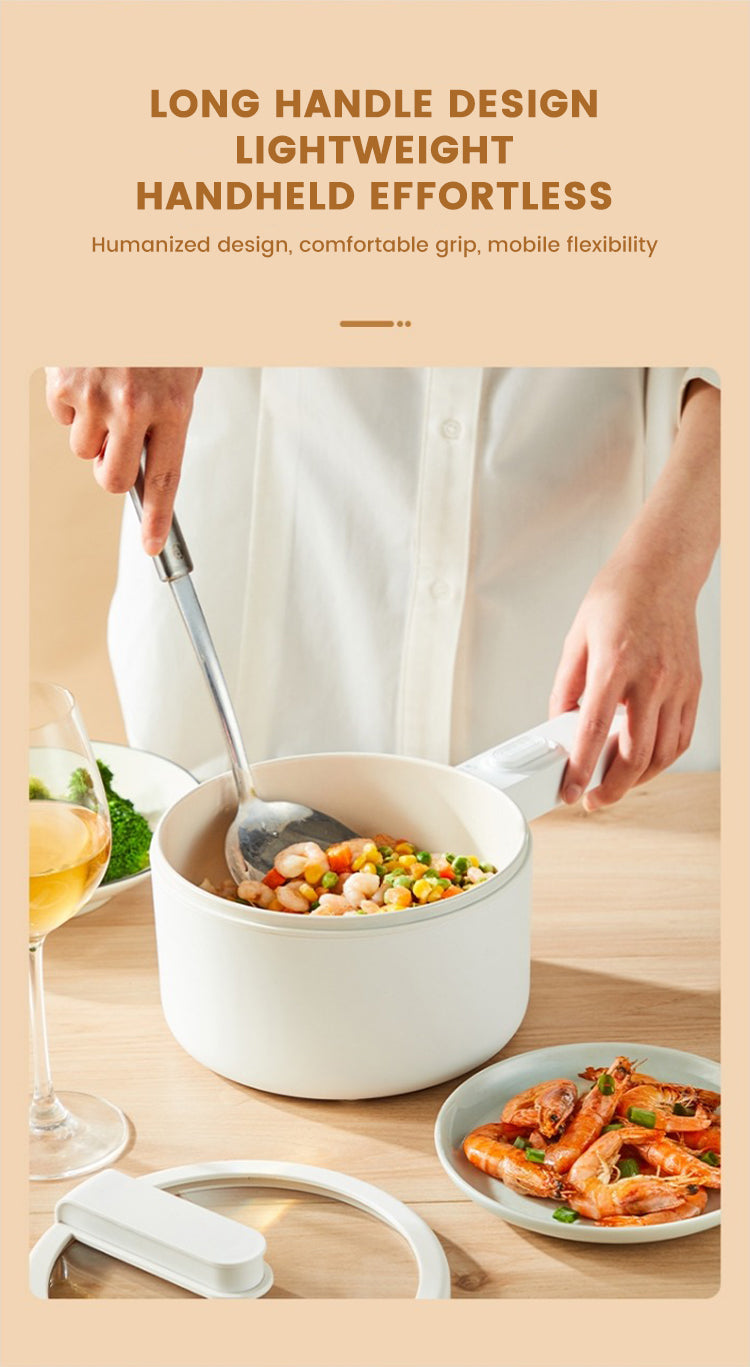 Cura SE Multipurpose Electric Cooker | 1.8L Stainless Steel Pot with Glass Lid | 800W Energy Efficient Skillet for Frying, Boiling & Sautéing | Electric Cooking Kettle