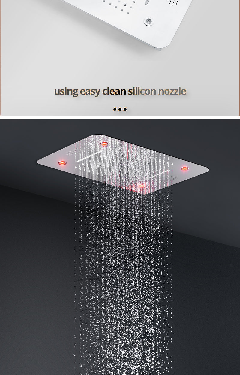 ACQUASO DUDHSAGAR Luxury Thermostatic Shower System LED Shower System – 580x380mm SUS304 Stainless Steel Ceiling-Mounted Shower Panel | Rainfall, Waterfall, Spray, Water Column, Hand Shower