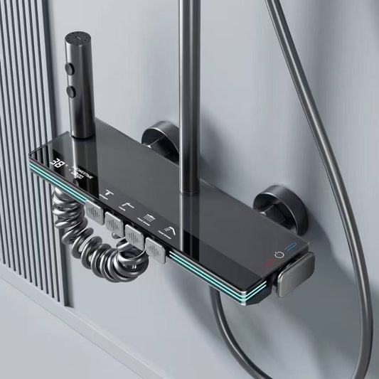 ACQUASO 2006 Multi-Handle Thermostatic Shower Set | Wall-Mounted with Slide Bar | Customizable Color Options | Gun Gray, White, Black, Gold | Polished Brass | Round Shower Head