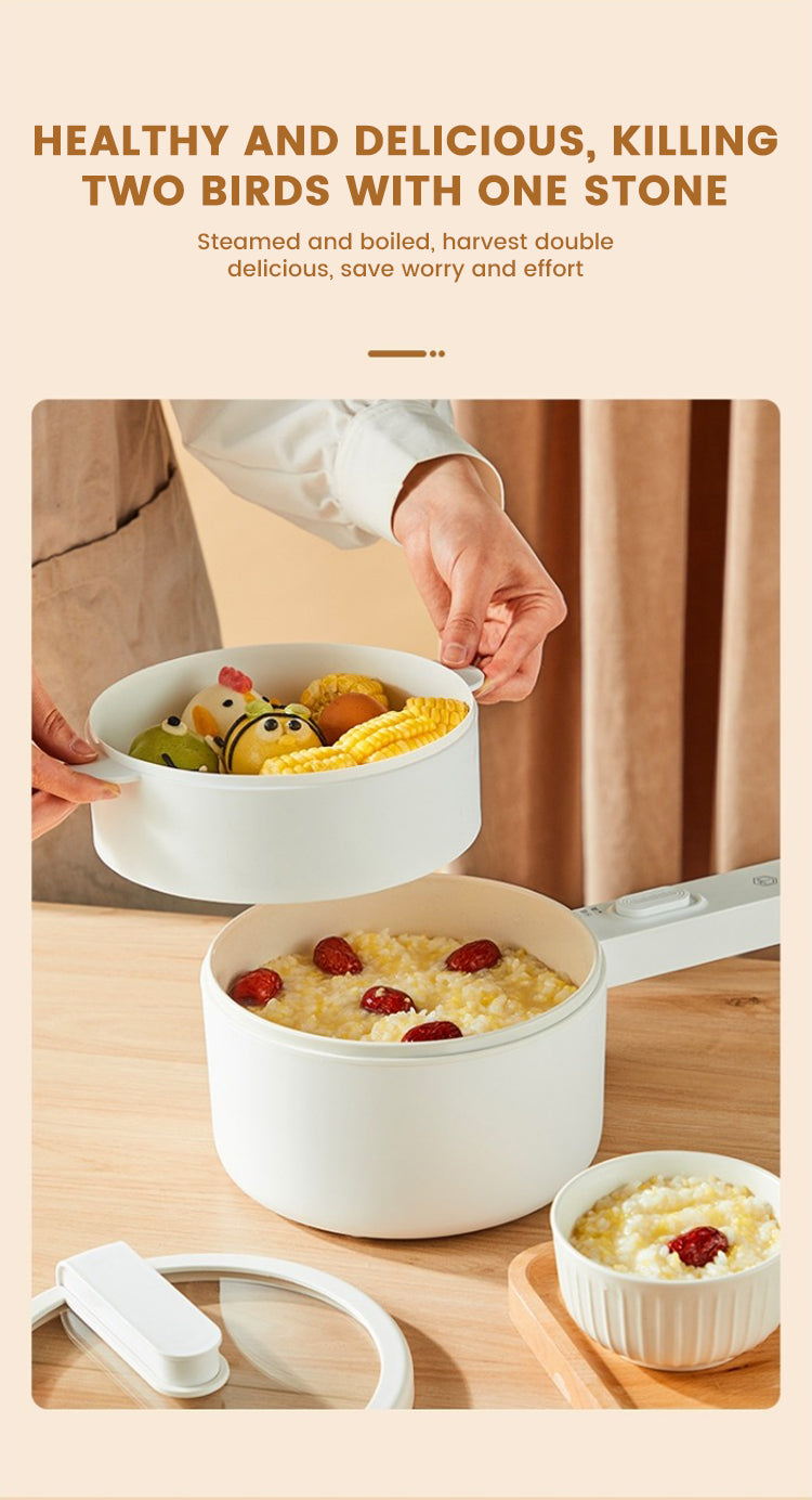 Cura SE Multipurpose Electric Cooker | 1.8L Stainless Steel Pot with Glass Lid | 800W Energy Efficient Skillet for Frying, Boiling & Sautéing | Electric Cooking Kettle