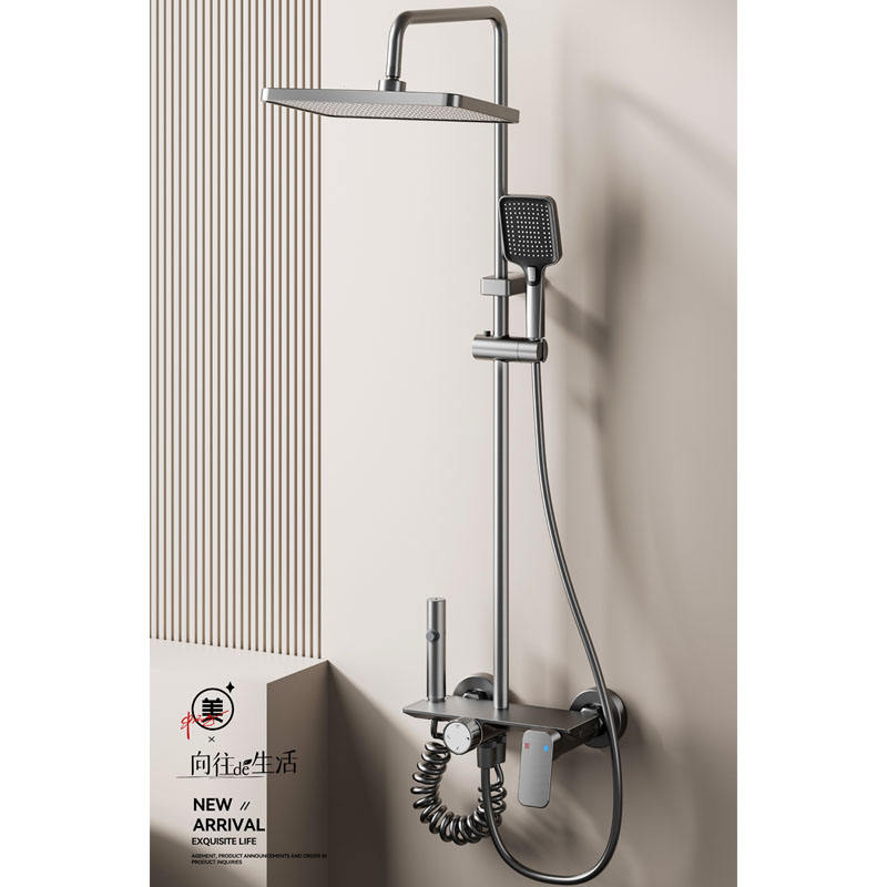 ACQUASO A25 Thermostatic Shower Faucet Set | Wall-Mounted Aluminum Body | Square Rainfall Shower Head | Hot & Cold Mixer | Modern Bathroom Shower System | Wall Mixer with Shower