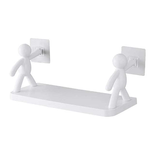 Humanoid Floating Wall Shelf – No-Drill Matte Finish Storage Rack with Strong Adhesive | ABS Plastic | Modern Space-Saving Shelf for Bathroom, Kitchen, Office & Bedroom (Pack of 1)