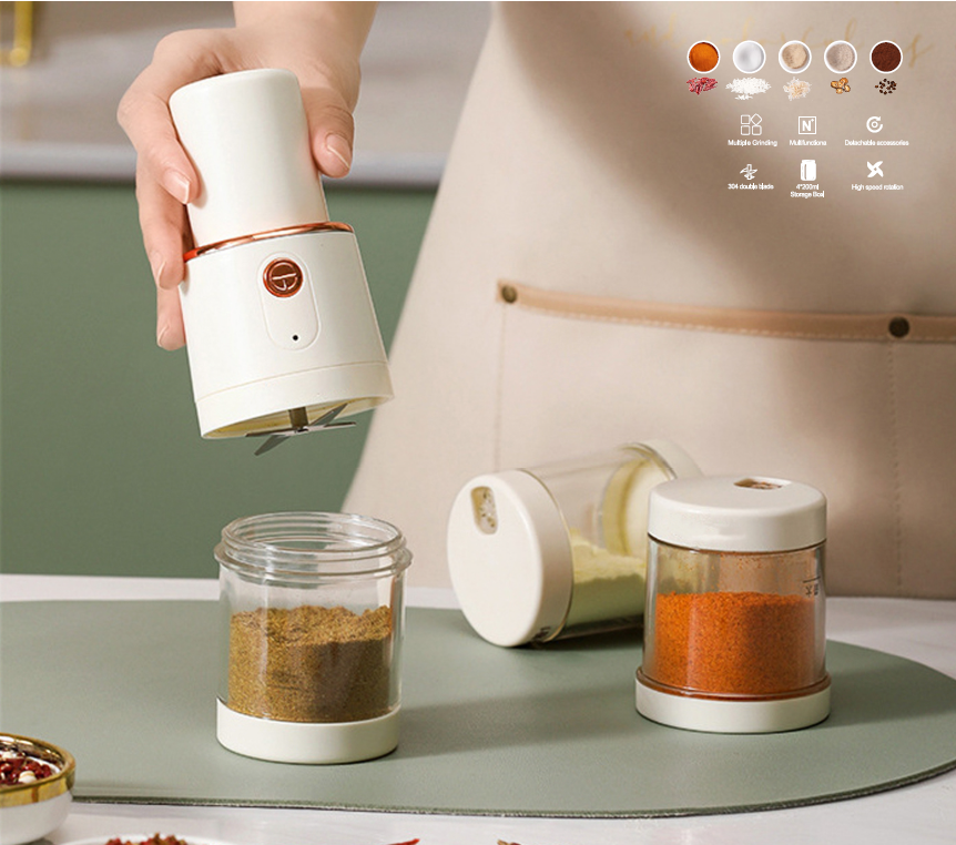 GrindMate Electric Grinder | 4-in-1 Salt, Pepper, Spice & Coffee Grinder | 250ml Capacity | 100W Powerful Motor | One-Touch Operation for Hotel & Kitchen Use