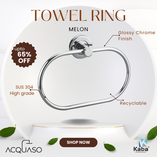 MELON Stainless Steel Oval Towel Ring | Wall Mounted Bathroom Napkin Holder | Nickel Chrome Mirror Finish | Anti-Rust & Corrosion Resistant
