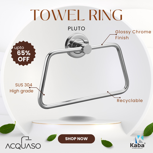 PLUTO Stainless Steel Triangular Towel Ring | Silver Mirror Finish | Wall Mounted Bathroom Napkin Holder | Anti-Rust | Modern Towel Hanger