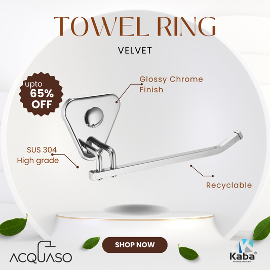 VELVET Stainless Steel Towel Ring | Wall Mounted Napkin Holder | Nickel Chrome Mirror Finish | Rust-Proof | Bathroom & Kitchen Use