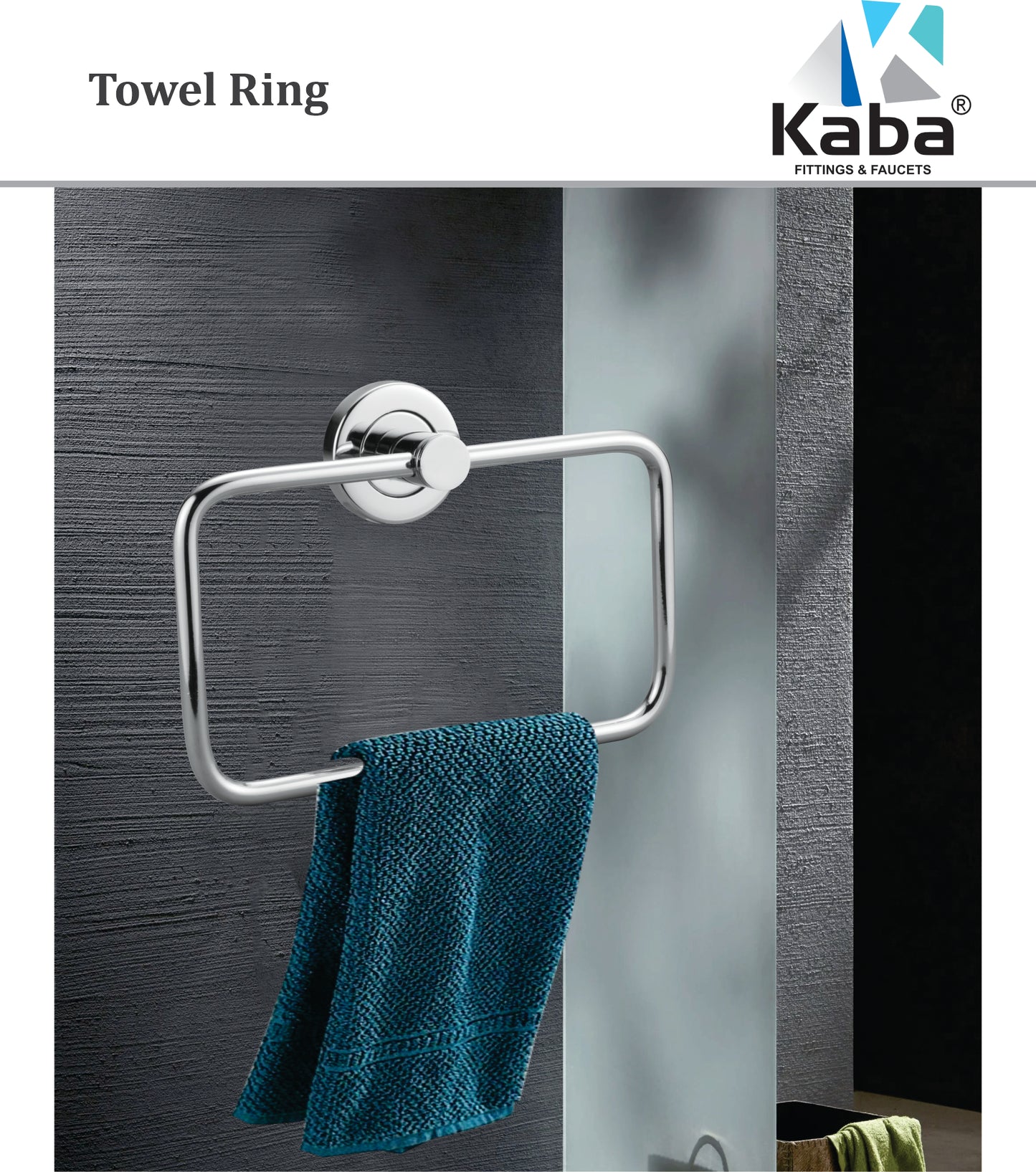 AQUA Stainless Steel Square Towel Ring | Wall Mounted Bathroom Napkin Holder | Chrome Finish | Anti-Rust & Corrosion Resistant