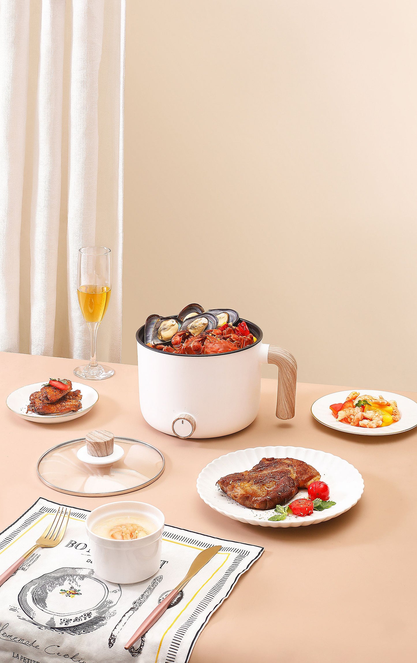 CURA Multipurpose Electric Cooker | 1.5L Non-Stick Ceramic Pot | Dual Power Modes (230W–600W) | Temperature Control | Microcomputer Control | Tempered Glass Lid | Ideal for Boiling, Frying, Simmering | 1-Year Warranty | Fulfilled by Acquaso