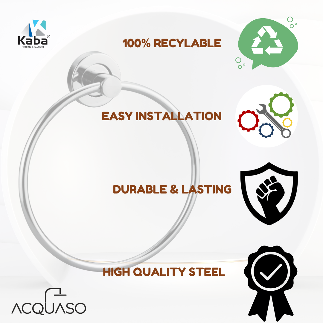 GALAXY Stainless Steel Towel Ring | Nickel Chrome Mirror Finish | Wall-Mounted | Rust & Corrosion Resistant | For Bathroom & Kitchen